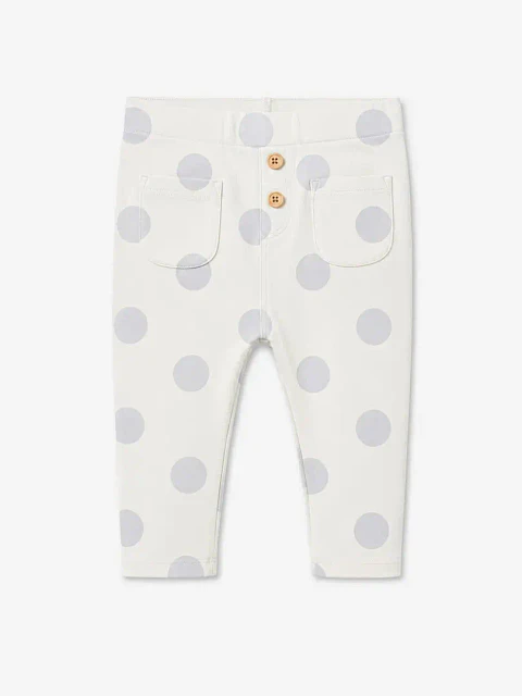 Leggings Bebé Menina Bolas Creme e Cinza (6M-36M) | Pezitos