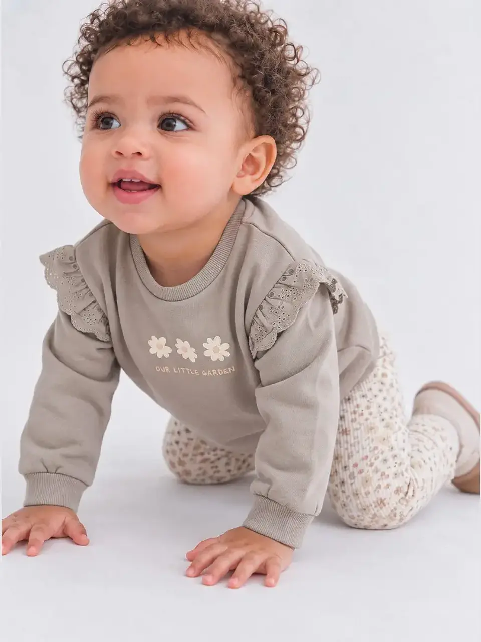 Leggings Bebé Menina Caneladas Florzinhas Creme (6M aos 36M) 2