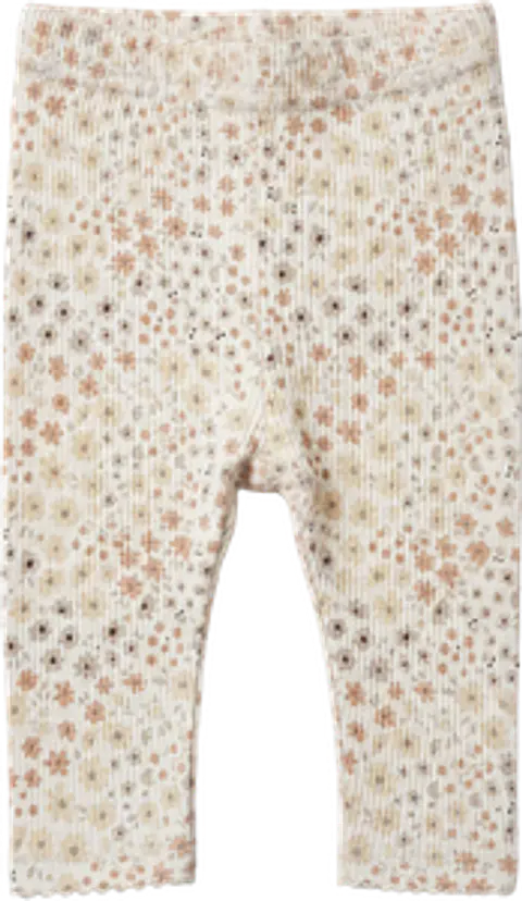 Leggings Bebé Menina Caneladas Florzinhas Creme (6M aos 36M)
