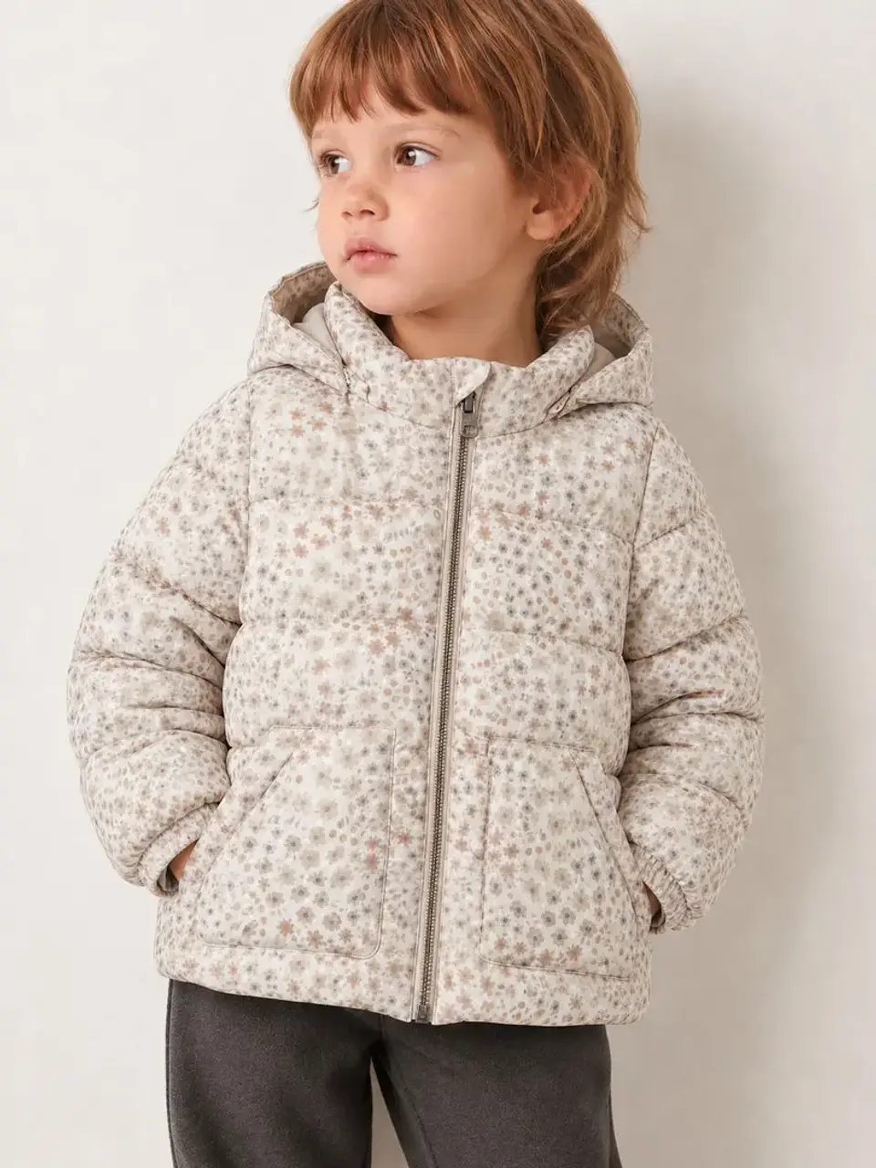 Anorak Acolchoado Bebé Menina Flores Creme (6M aos 36M) 1