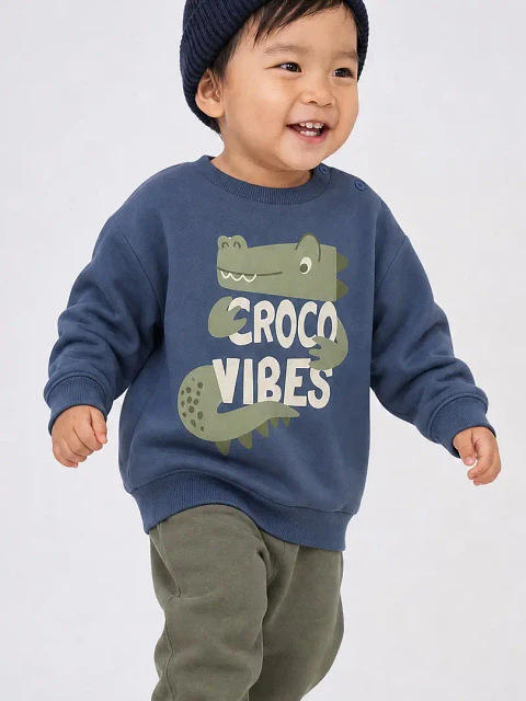 Conjunto Bebé "Croco Vibes" Azul e Verde (6M aos 36M)