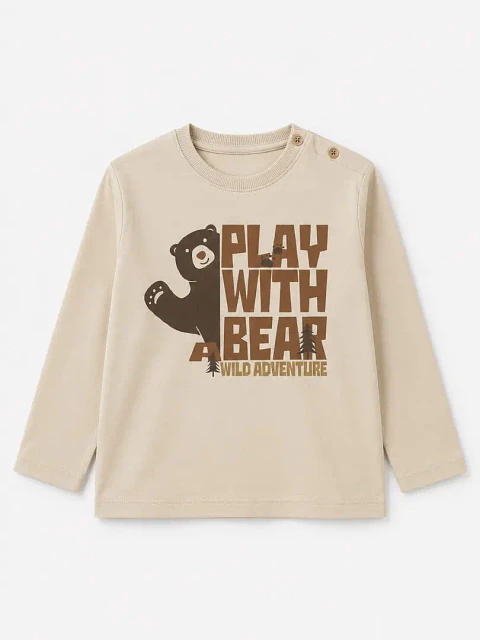 Sweatshirt Bebé "Play with a Bear" Bege (6M aos 36M)