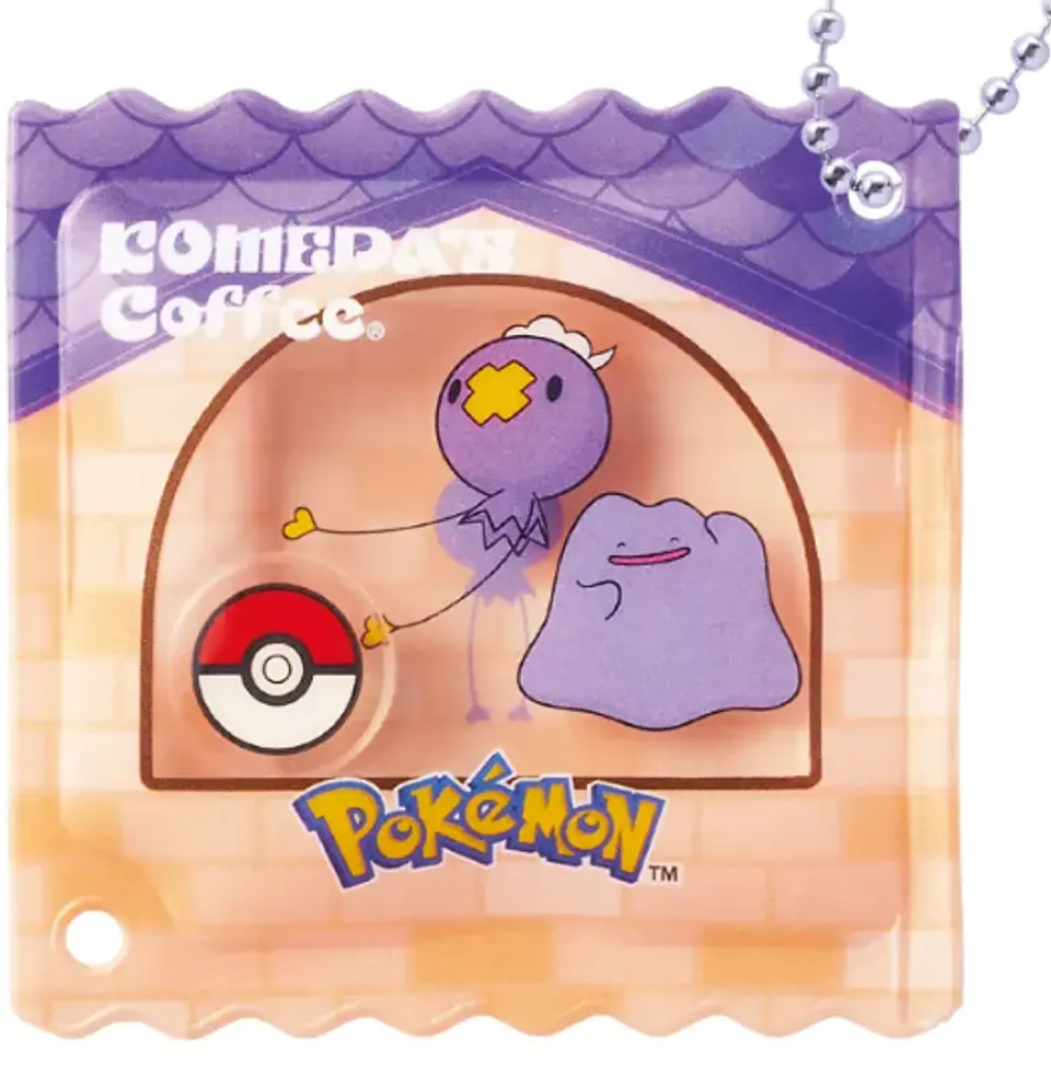 Llavero Acrílico Pokémon x Komeda Coffee Ditto y Drifloon Oficial Japón 1