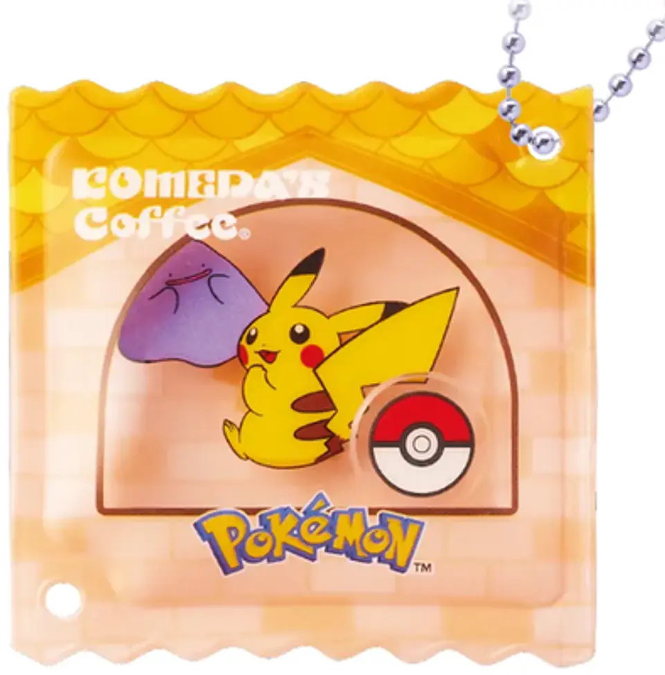 Llavero Acrílico Pokémon x Komeda Coffee Ditto y Pikachu Oficial Japón 1