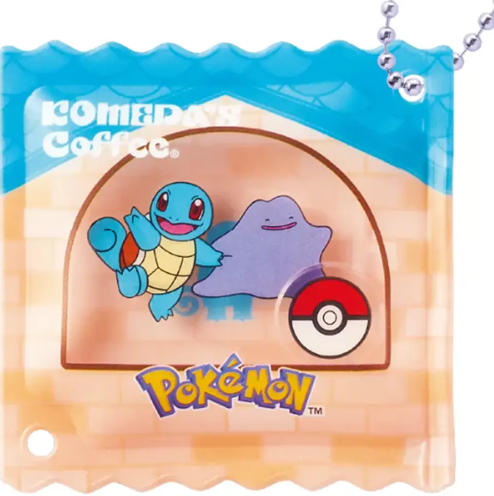Llavero Acrílico Pokémon x Komeda Coffee Ditto y Squirtle Oficial Japón 1
