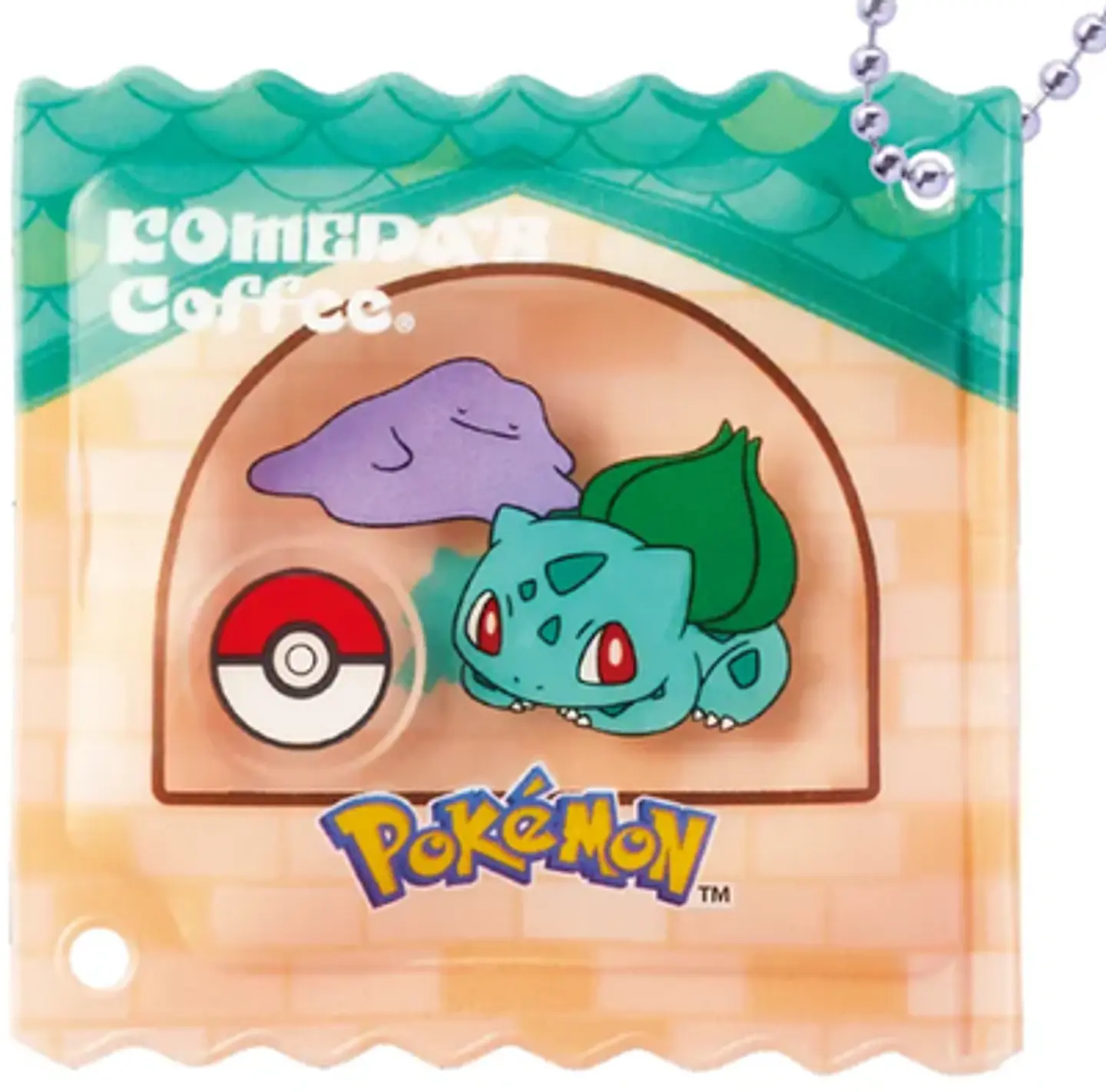 Llavero Acrílico Pokémon x Komeda Coffee Ditto y Bulbasaur Oficial Japón 1
