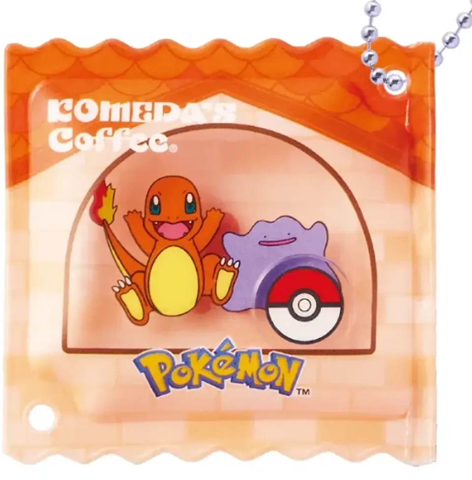 Llavero Acrílico Pokémon x Komeda Coffee Ditto y Charmander 1