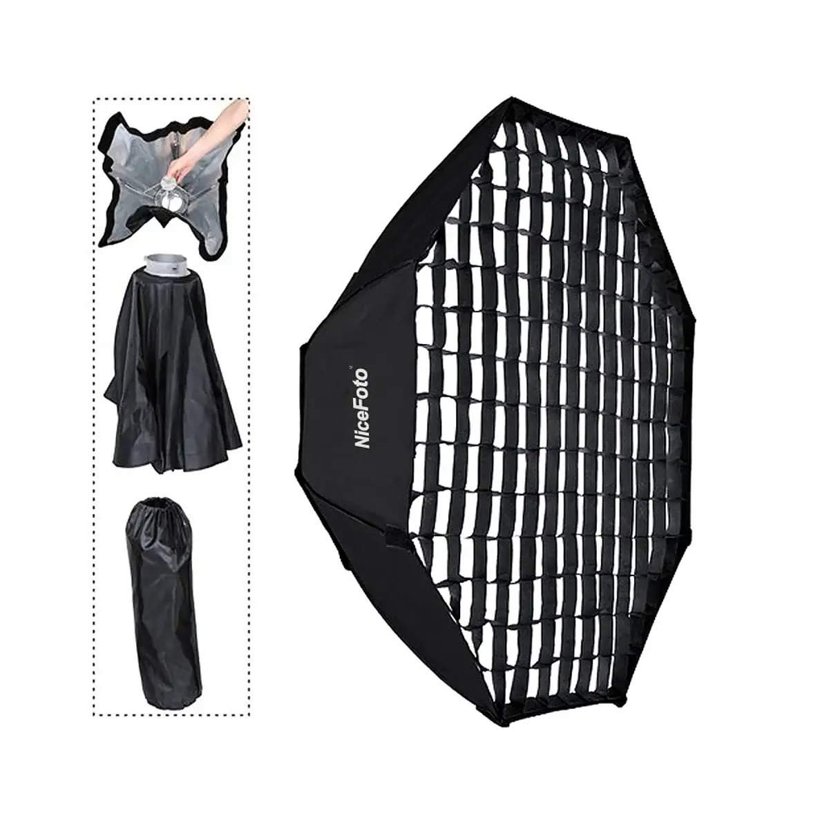 Softbox Ottagonale 55 Cm Per Flash - Con Griglia A Nido D'ape, Diffusori Interno/esterno, Borsa Inclusa