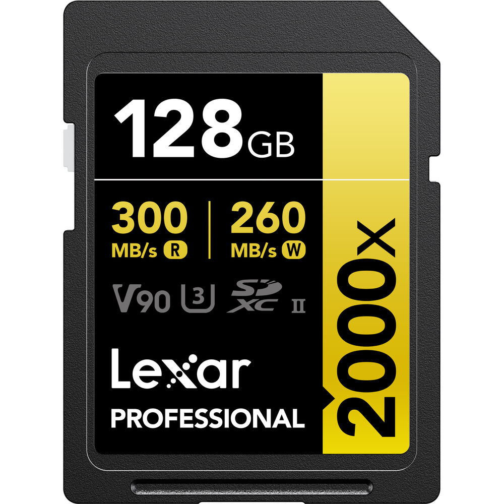 Lexar Tarjeta SD profesional de 128GB 2000x V90 Full HD 8K