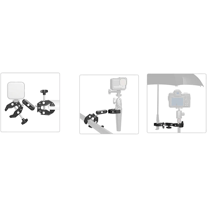 Super Clamp Doble Neewer UA036 - Con Brazo Mágico 2
