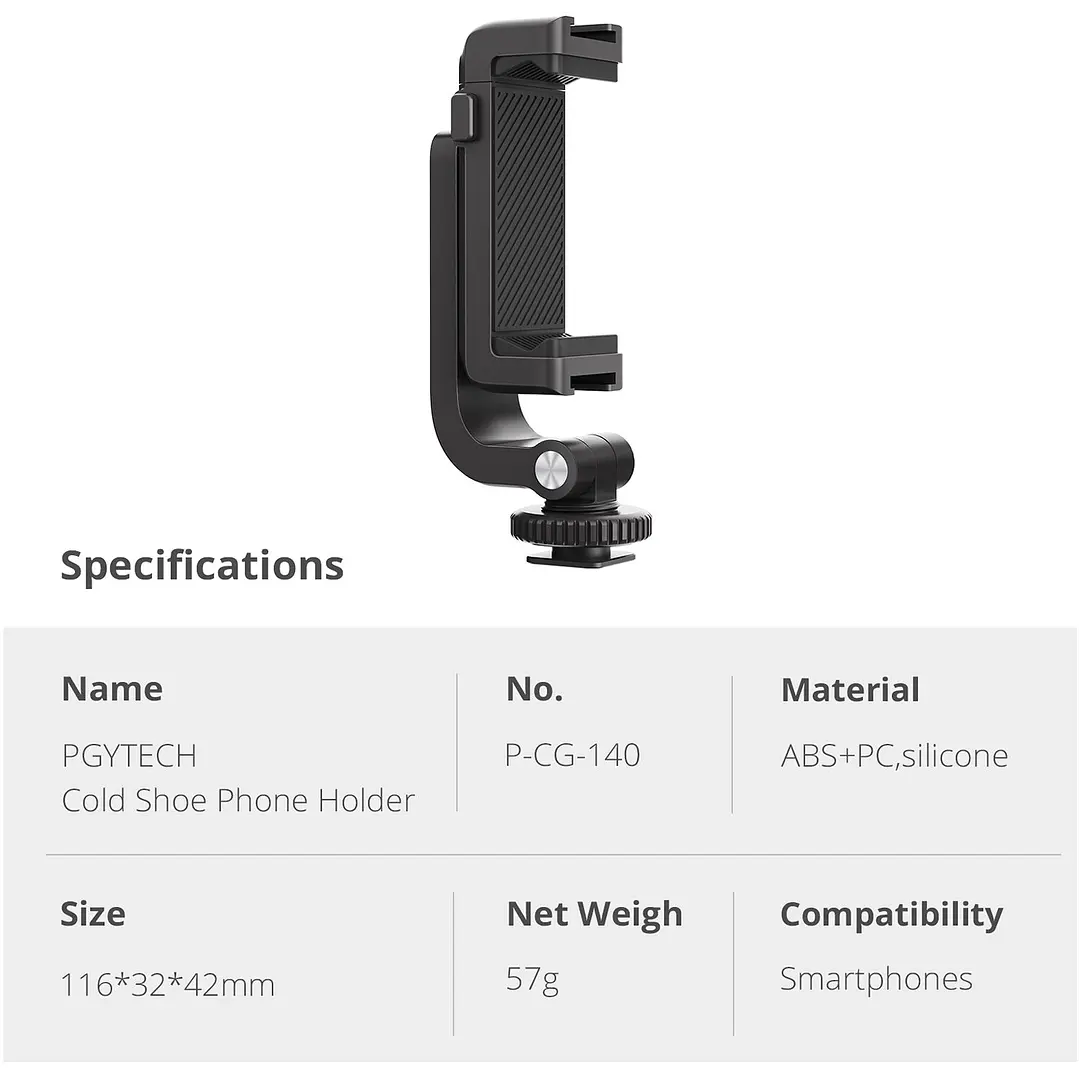 Soporte para trípode con zapata fría para smartphone PGYTECH 3