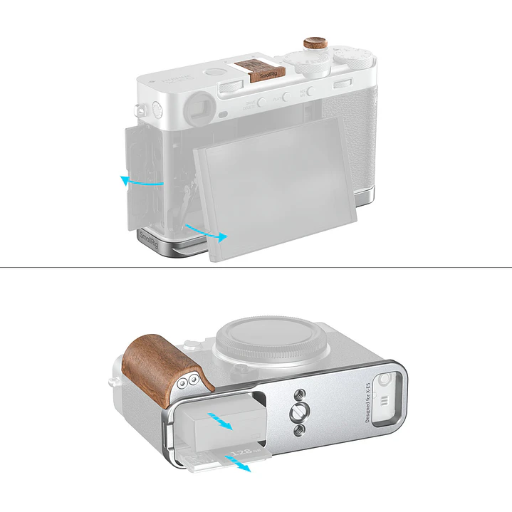 L-Bracket SmallRig con mango de madera para FUJIFILM X-E5 (Rosewood) 2