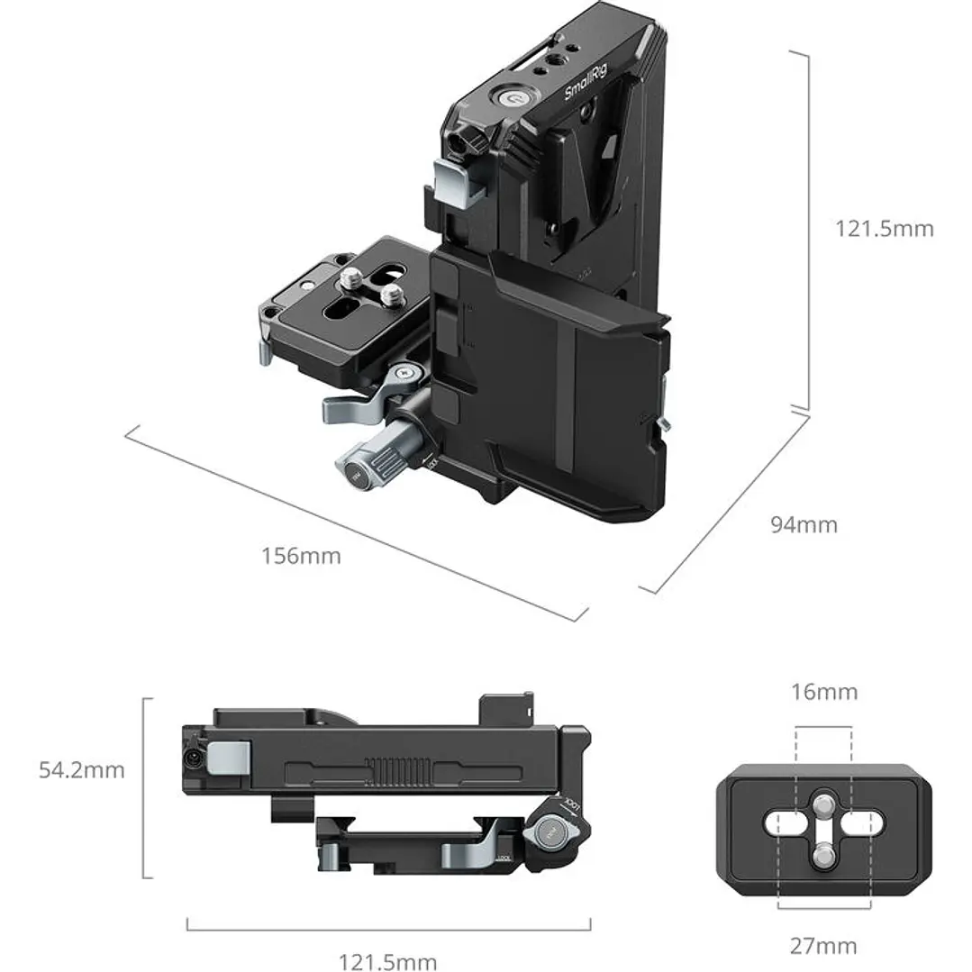 Sistema de interfaz de batería V-Mount y placa ajustable tipo Arca SmallRig Pro 4