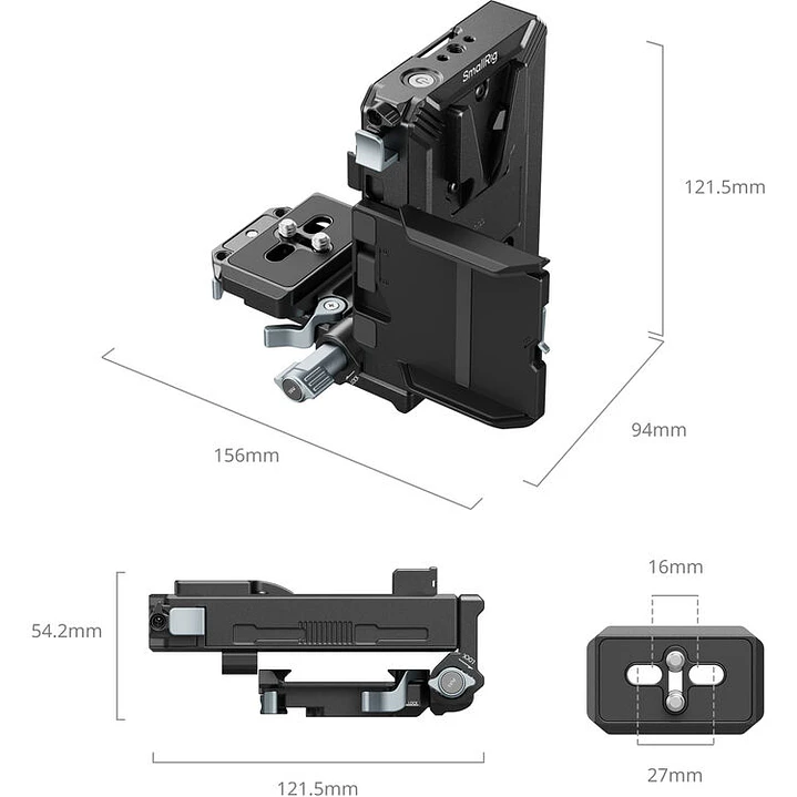 Sistema de interfaz de batería V-Mount y placa ajustable tipo Arca SmallRig Pro 4