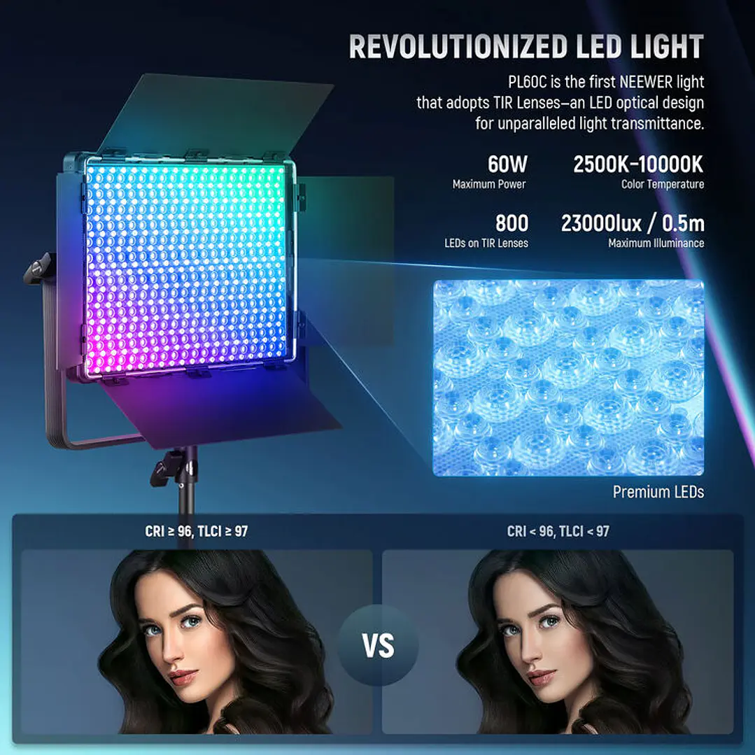 Kit de paneles de luz LED RGB Neewer PL60C  2