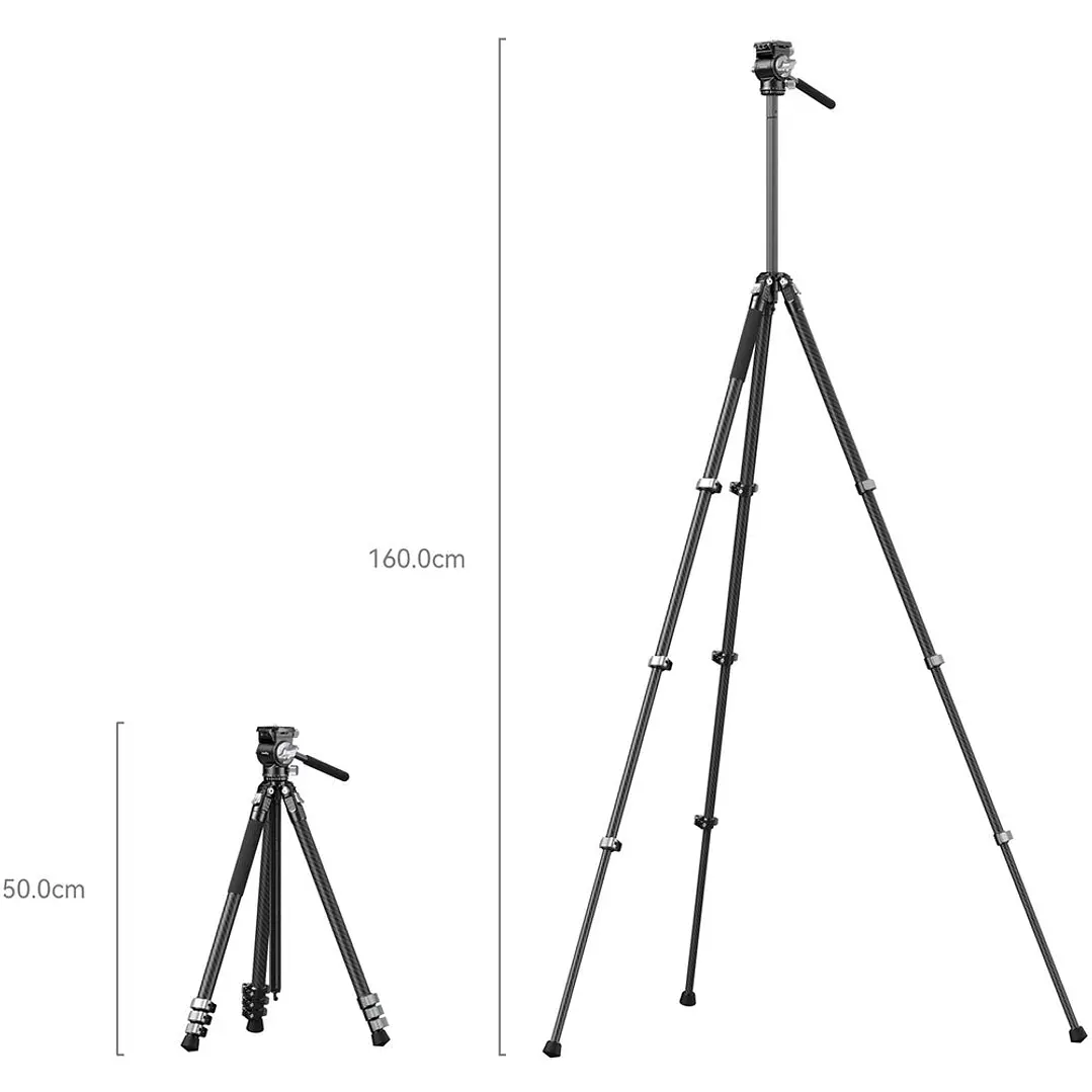 Trípode Portátil de Fibra de Carbono SmallRig CT-22 con Cabezal de Video 2