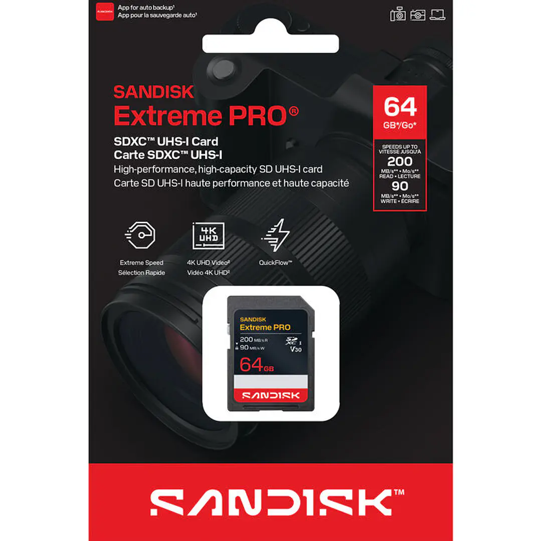 Tarjeta de Memoria SD SANDISK 64GB Extreme PRO UHS-I 2