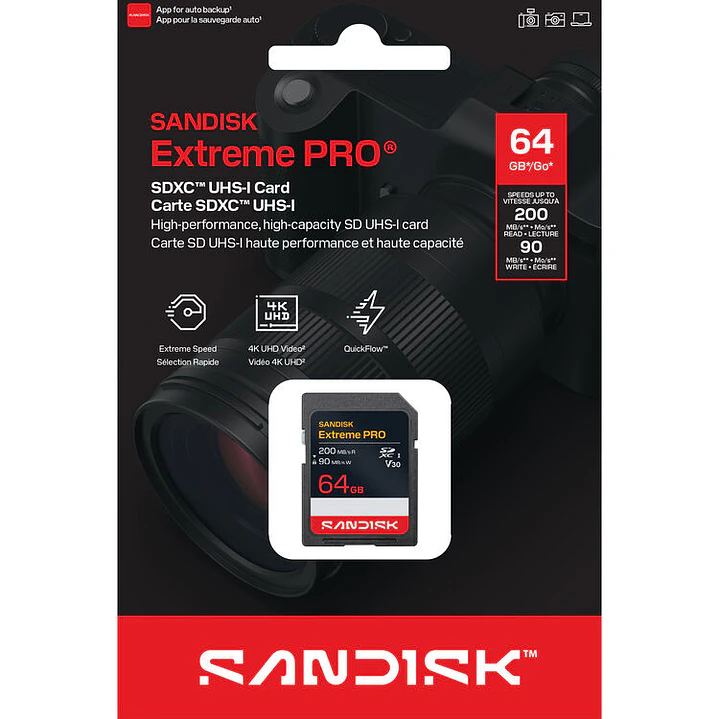 Tarjeta de Memoria SD SANDISK 64GB Extreme PRO UHS-I 2