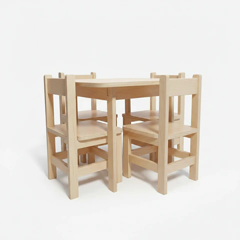 Conjunto Mesa + 4 Sillas Infantiles Montessori
