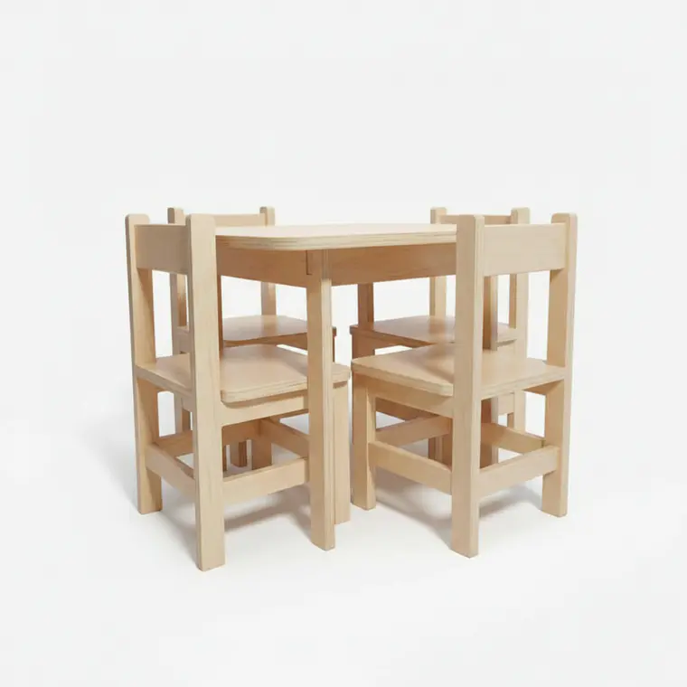 Conjunto Mesa + 4 Sillas Infantiles Montessori 1