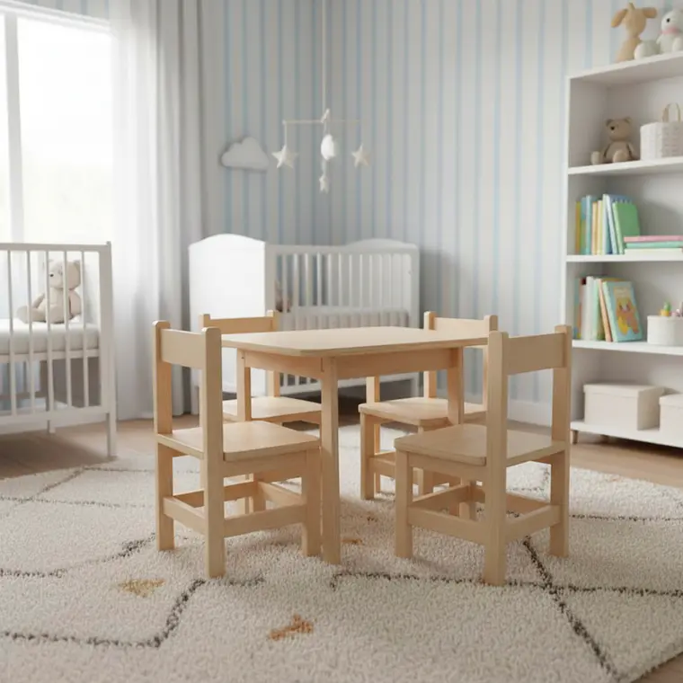 Conjunto Mesa + 4 Sillas Infantiles Montessori 2