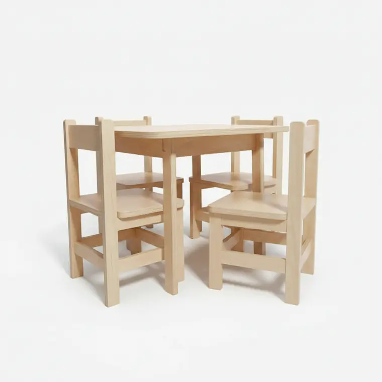 Conjunto Mesa + 4 Sillas Infantiles Montessori 3