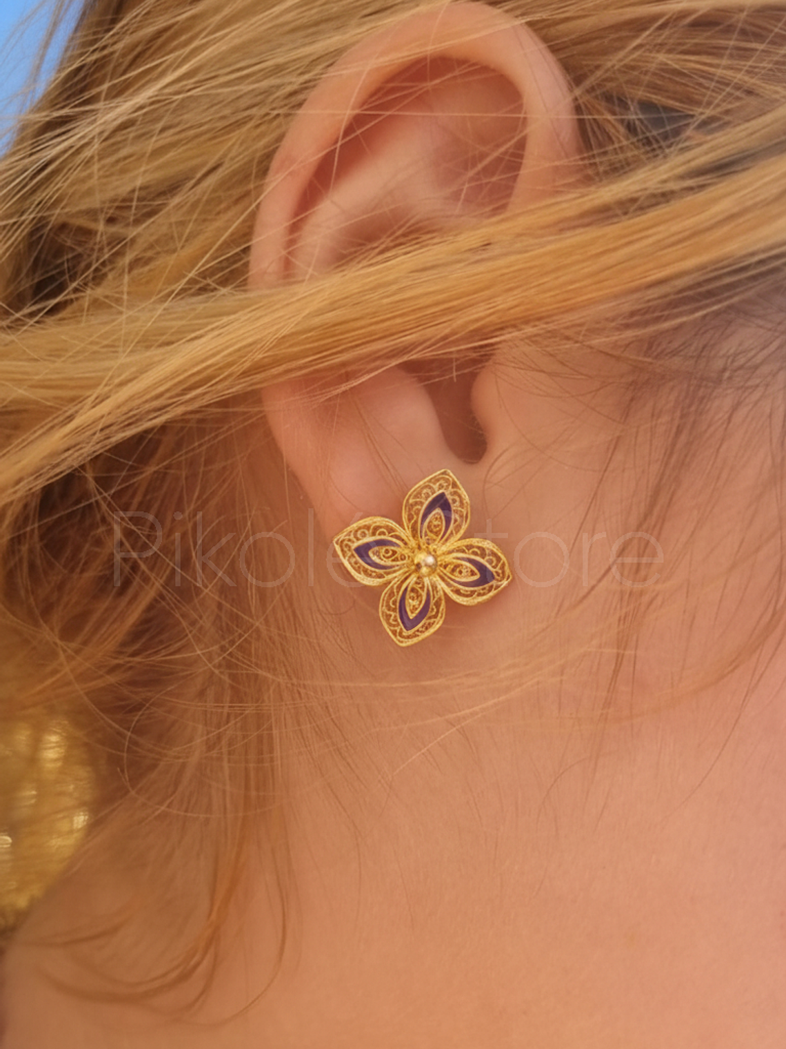 Brincos Tesouros Flor Azul 1