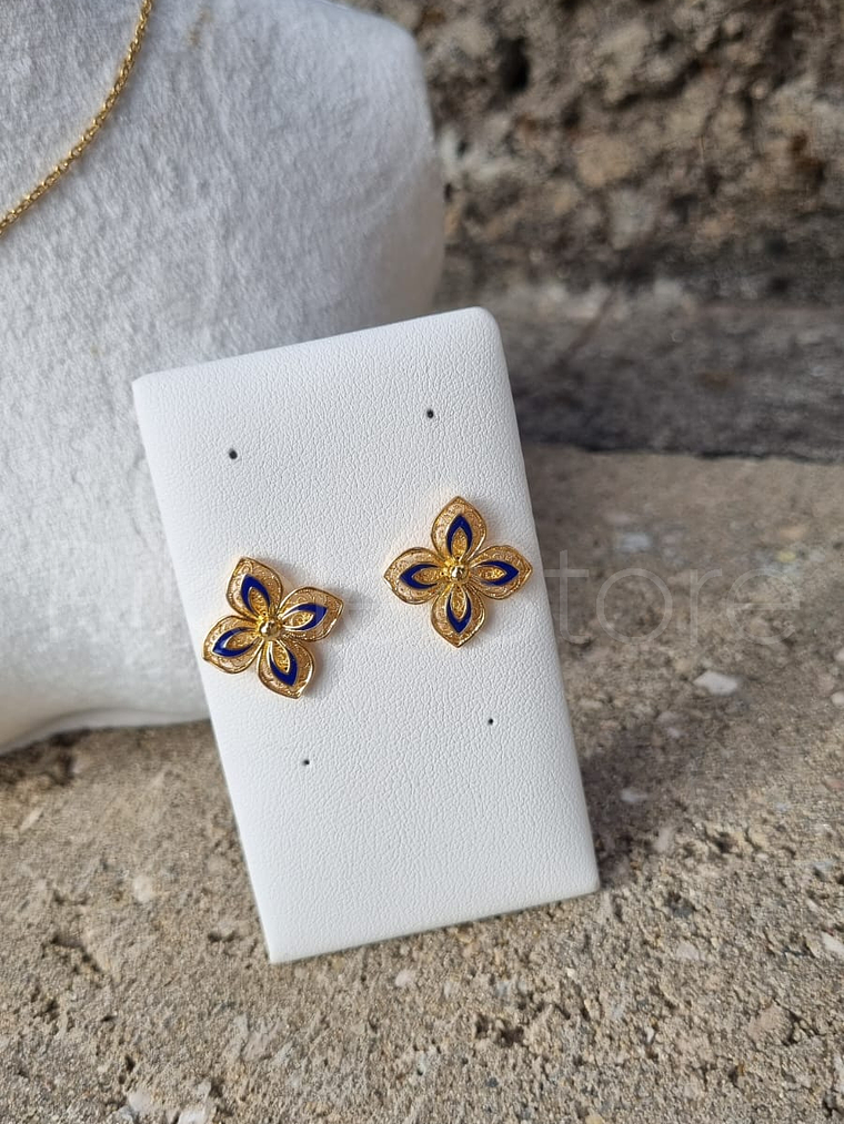 Brincos Tesouros Flor Azul 2