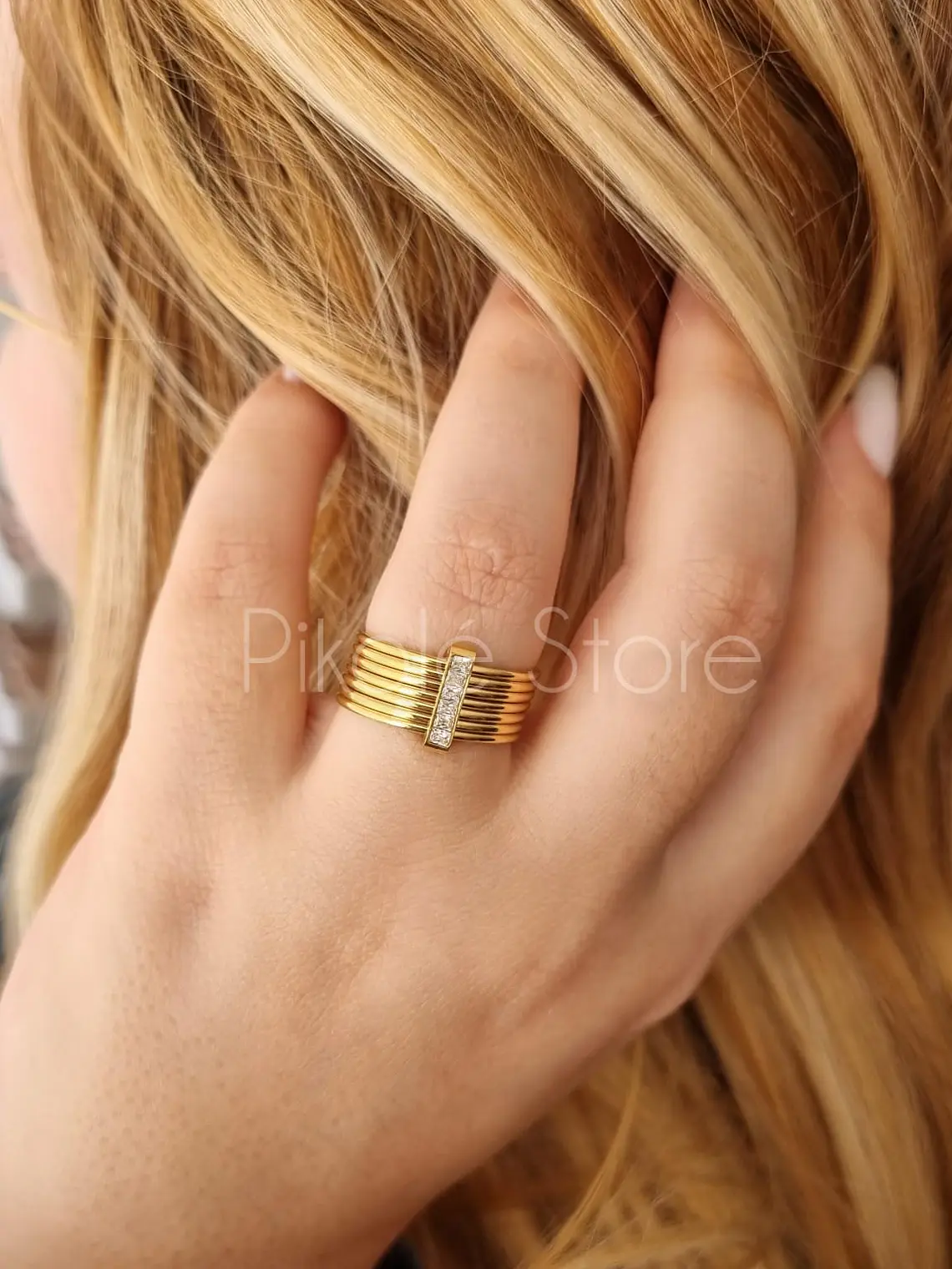 Anel Elegância 7 Alianças Lisas 1