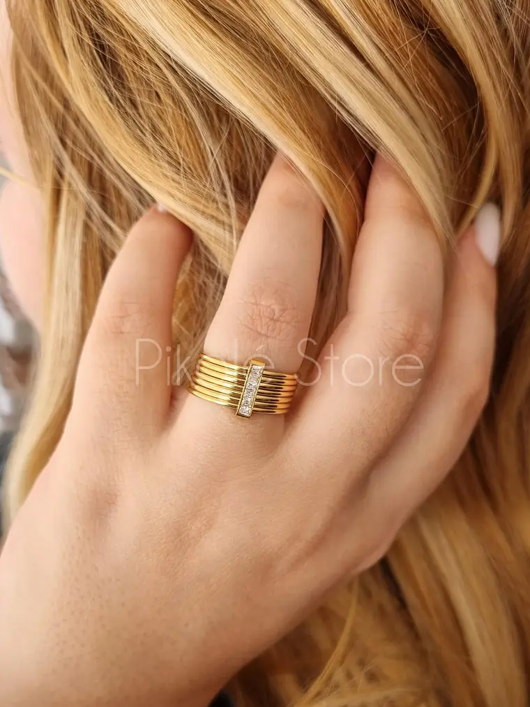 Anel Elegância 7 Alianças Lisas 1