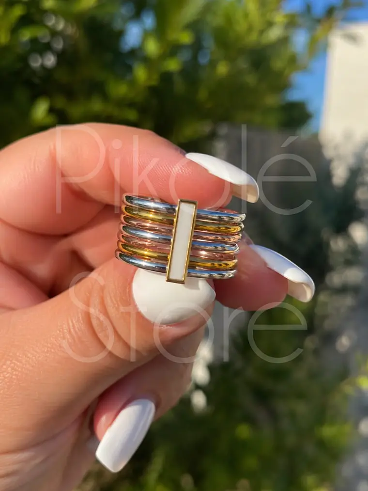 Anel 7 Alianças Tricolor 1