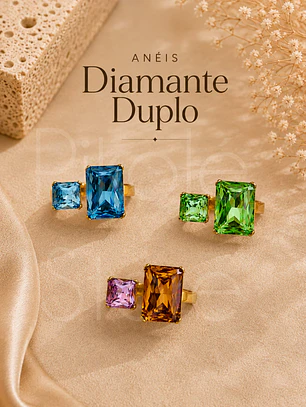 Anel Diamante Duplo