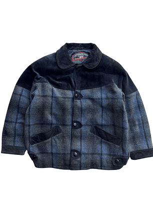 1970s abrigo grueso lana y gamuza (Xl)