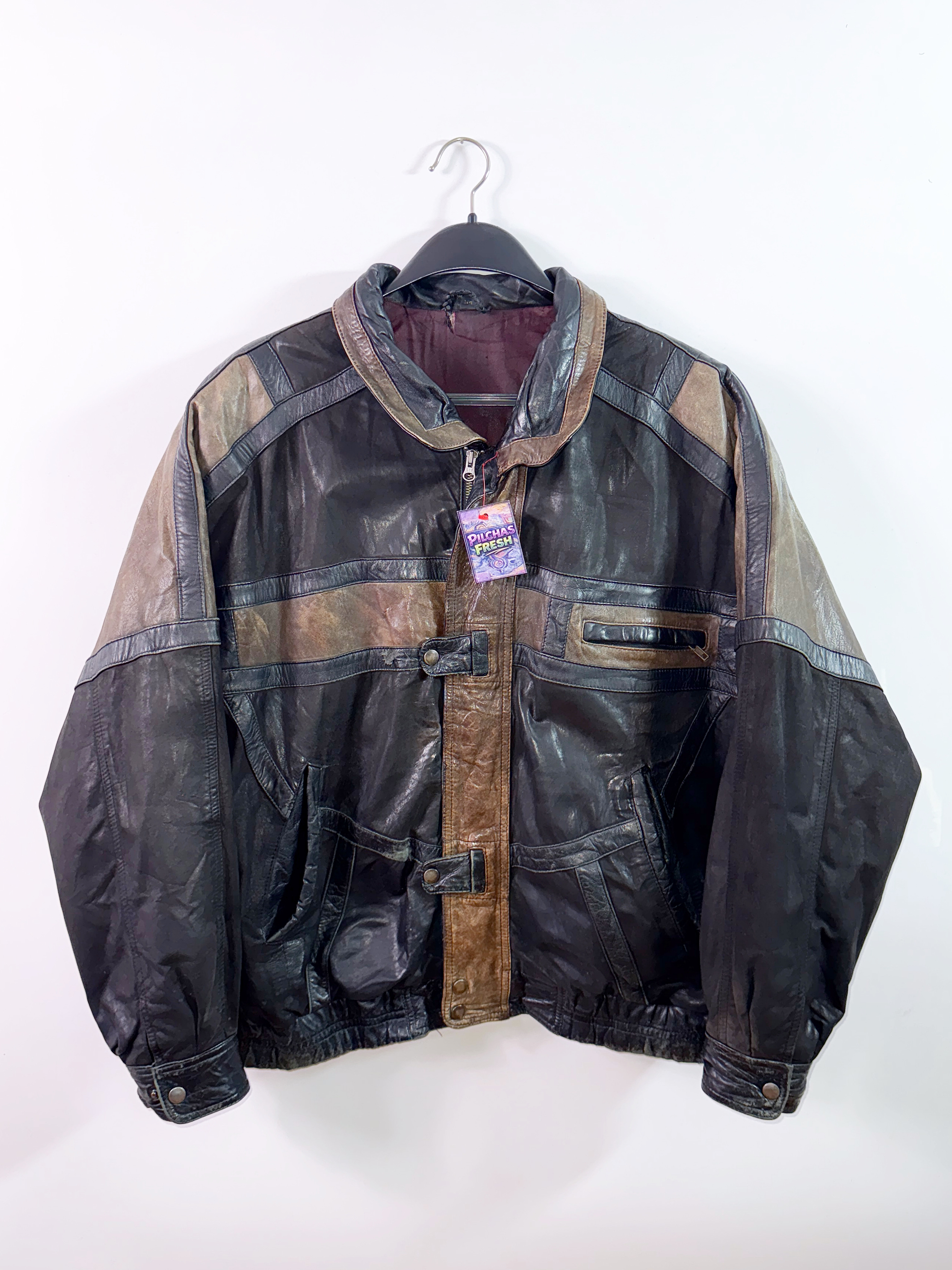 1970 Jacket cuero genuino  grueso  (L)  1