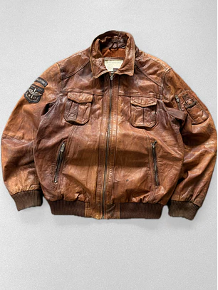Jacket aviadora vintage 100% cuero (L)