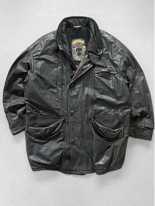 Chaqueta vintage de cuero peso pesado (XL)