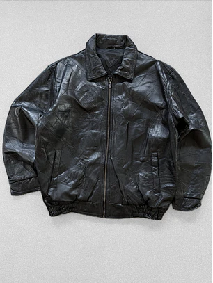 Chaqueta vintage 100% cuero pesado diseños (L)