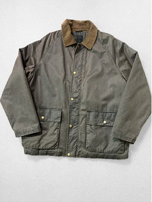 Chaqueta vintage engomada tipo barbour (XL)
