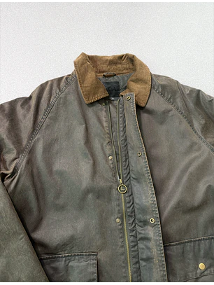Chaqueta vintage engomada tipo barbour (XL)