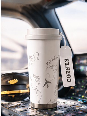 Vaso térmico aeronáutico 530 ml acero 316 | Travel mug avión