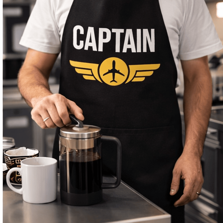 Delantal de parrilla piloto CAPTAIN - TOP GUN diseño avión 1