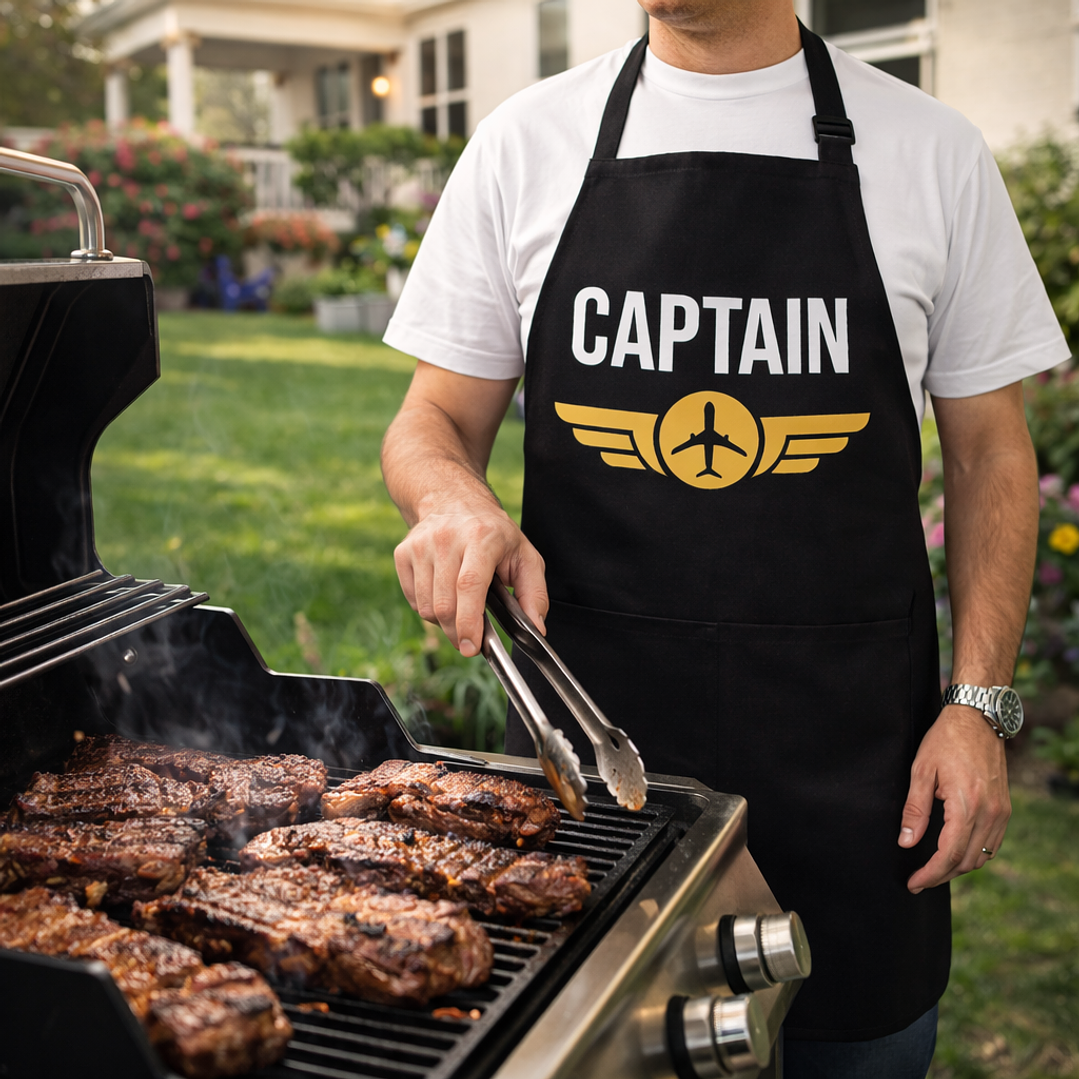 Delantal de parrilla piloto CAPTAIN - TOP GUN diseño avión 2