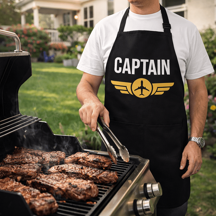 Delantal de parrilla piloto CAPTAIN - TOP GUN diseño avión 2