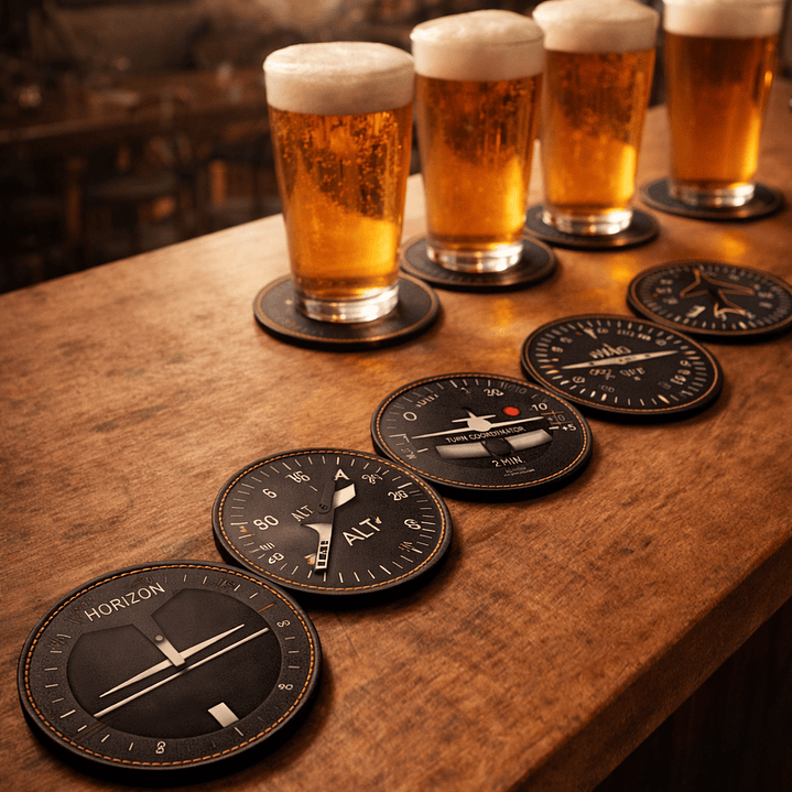 Posavasos aeronáuticos instrumentos de cabina set de 6 | Regalo para pilotos 2