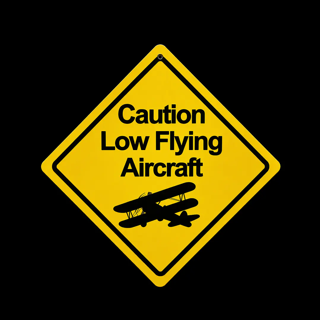 Letrero Caution Low Flying Aircraft | Decoración Aeronáutica para Pilotos 1