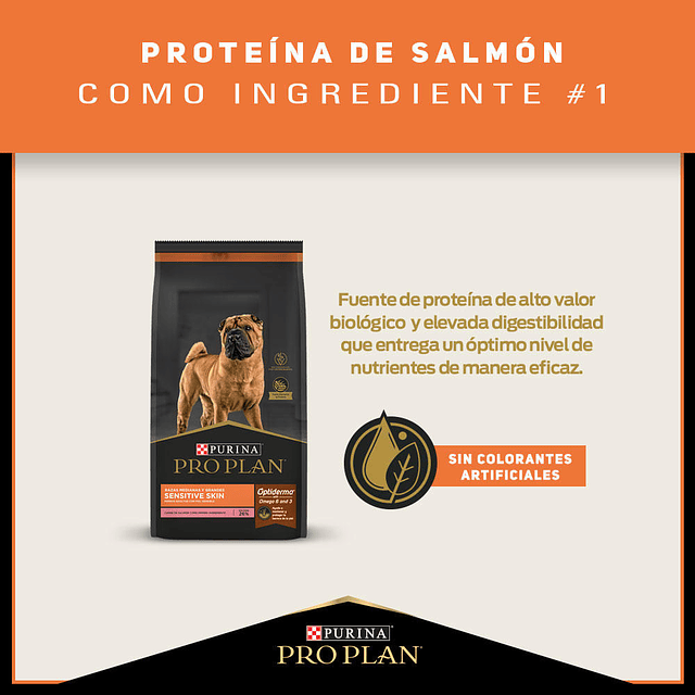 Proplan Sensitives Skin Salmon 15kg Adulto Medianos y Grandes