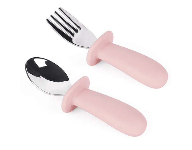 Set de cuchara y tenedor rosado 