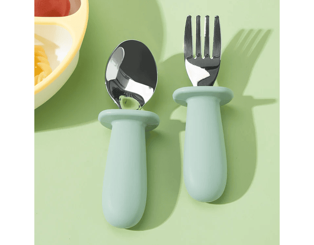 Set de cuchara y tenedor verde 