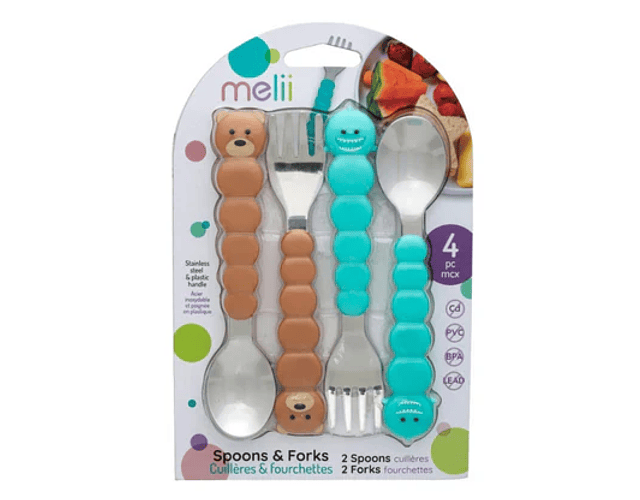 Set de cuatro cubiertos oso, tiburón 