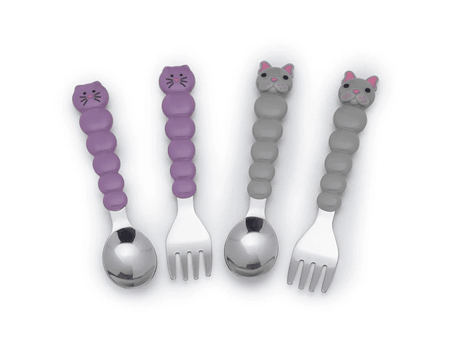 Set de cuatro cubiertos gato, perro 